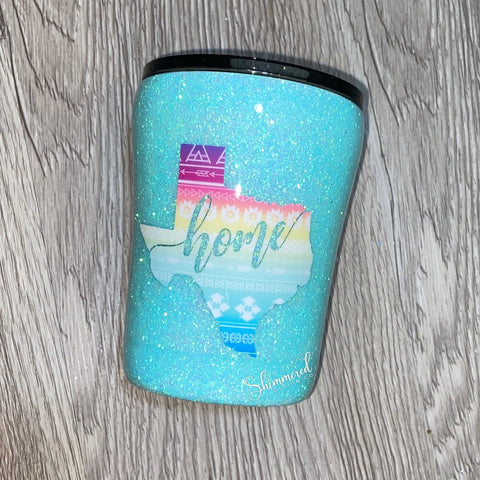 10 oz Low Ball Tumbler- Glittered Boho Texas "Home"